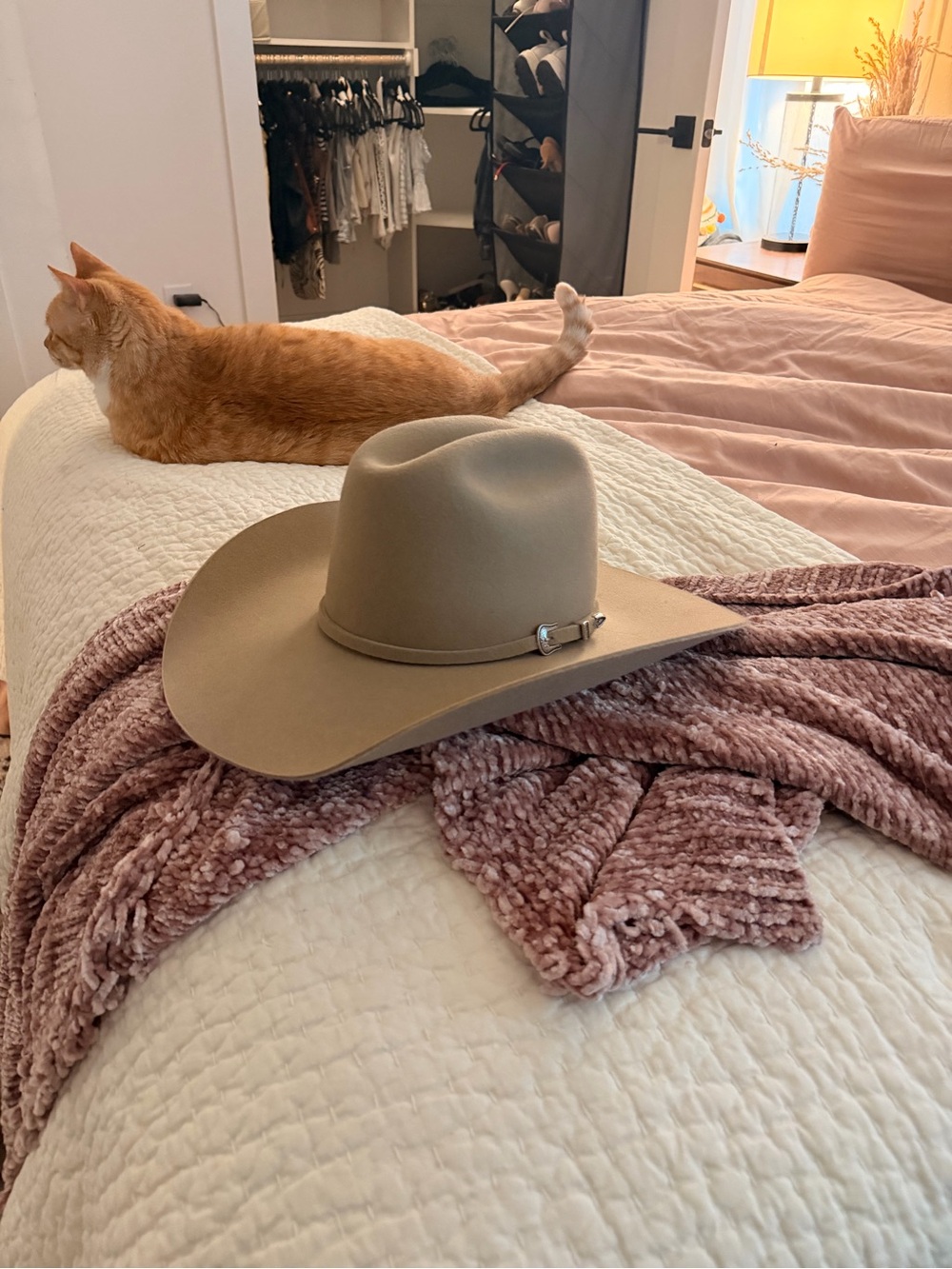 RESISTOL SILVER SAND 4X BISON CATTLEMAN FELT COWBOY HAT - size 7 1/8 taupe